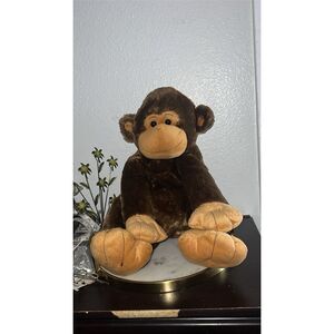 Toys R Us Brown Monkey Chimp Plush Tan Face Feet 22" Large Stuffed Animal Floppy